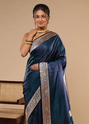Green Handloom Banarasi Pure Silk Saree With Blouse Piece