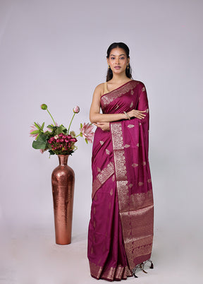 Purple Dupion Silk Saree With Blouse Piece