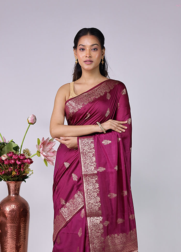 Purple Dupion Silk Saree With Blouse Piece