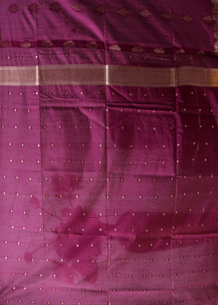 Purple Dupion Silk Saree With Blouse Piece