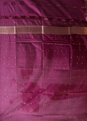 Purple Dupion Silk Saree With Blouse Piece
