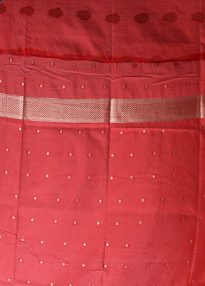 Red Dupion Silk Saree With Blouse Piece