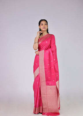Pink Dupion Silk Saree With Blouse Piece