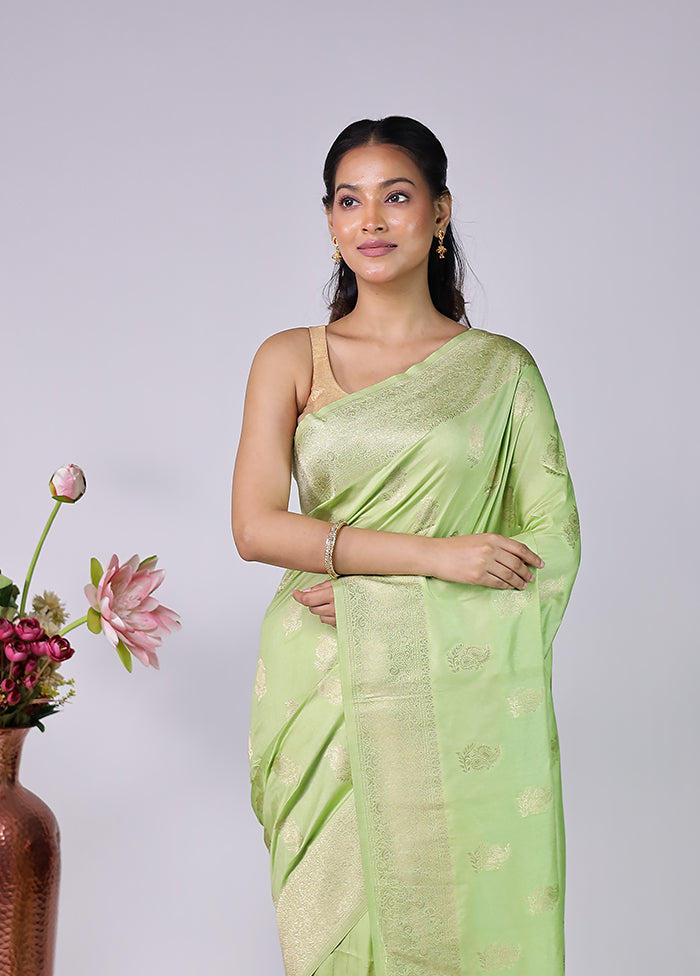 Green Dupion Silk Saree With Blouse Piece