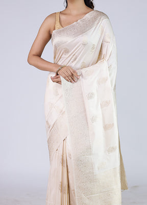 Cream Dupion Silk Saree With Blouse Piece