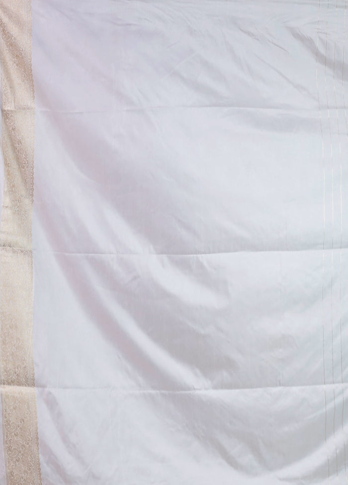 Cream Dupion Silk Saree With Blouse Piece