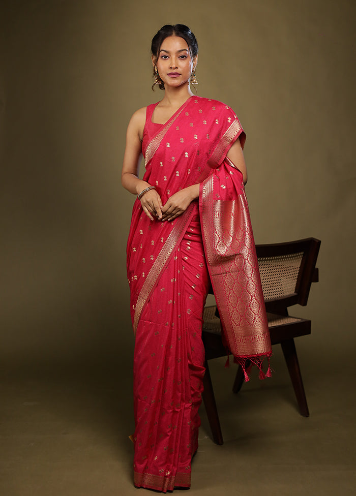 Pink Dupion Silk Saree With Blouse Piece