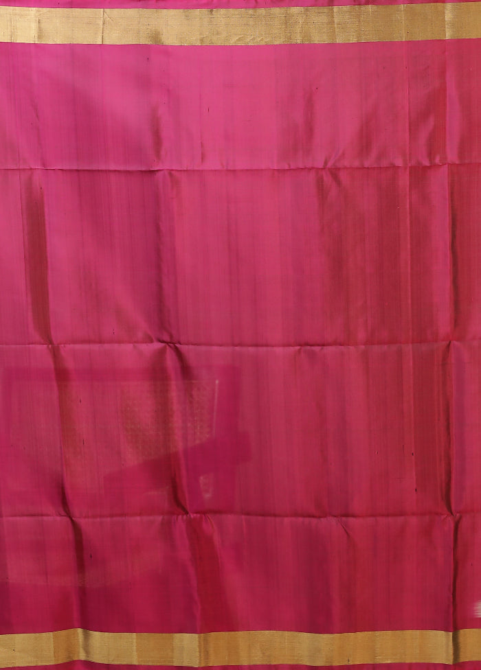 Grey Handloom Kanchipuram Pure Silk Saree With Blouse Piece