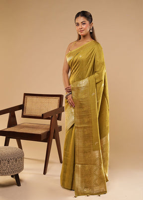 Green Tussar Silk Saree With Blouse Piece