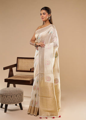 White Georgette Saree With Blouse Piece