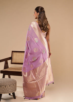Purple Tissue Silk Saree With Blouse Piece