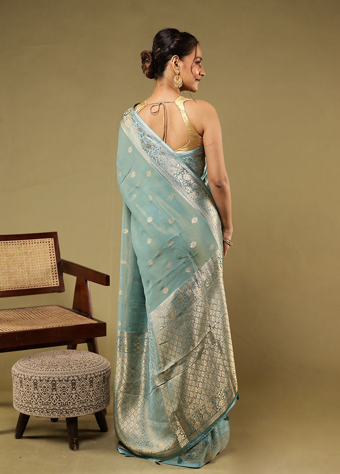 Green Tissue Silk Saree With Blouse Piece
