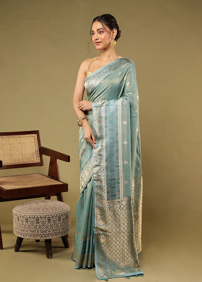 Green Tissue Silk Saree With Blouse Piece