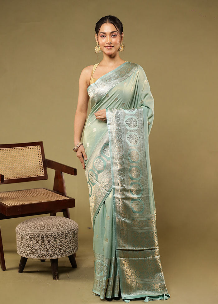 Green Tissue Silk Saree With Blouse Piece
