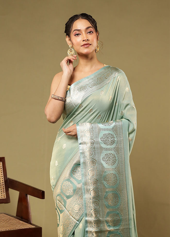 Green Tissue Silk Saree With Blouse Piece