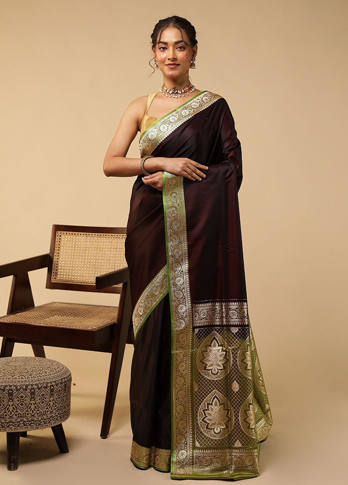 Maroon Banarasi Silk Saree With Blouse Piece