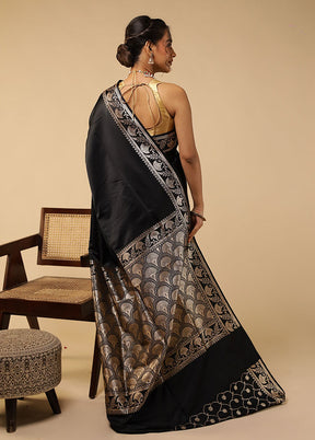 Black Banarasi Silk Saree With Blouse Piece
