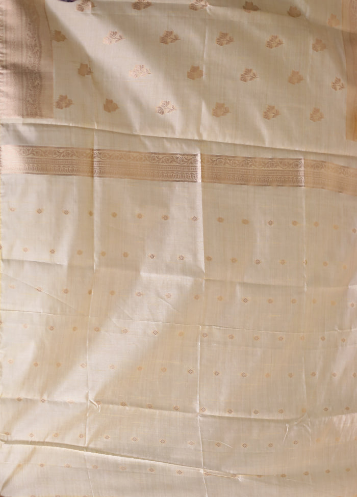 Cream Dupion Silk Saree With Blouse Piece