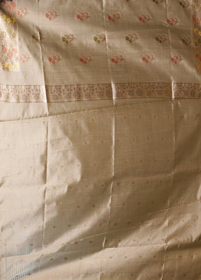 Cream Dupion Silk Saree With Blouse Piece