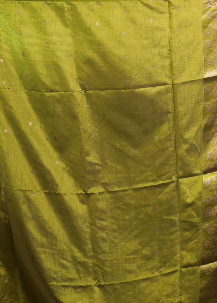 Green Dupion Silk Saree With Blouse Piece
