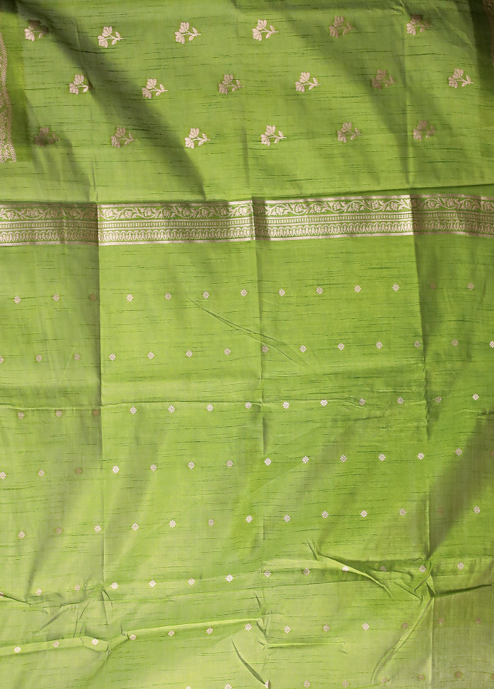 Green Dupion Silk Saree With Blouse Piece