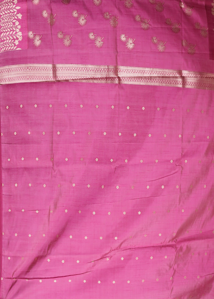 Pink Dupion Silk Saree With Blouse Piece