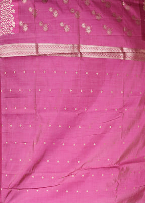 Pink Dupion Silk Saree With Blouse Piece