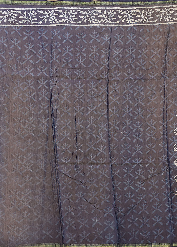 Blue Chanderi Silk Saree With Blouse Piece