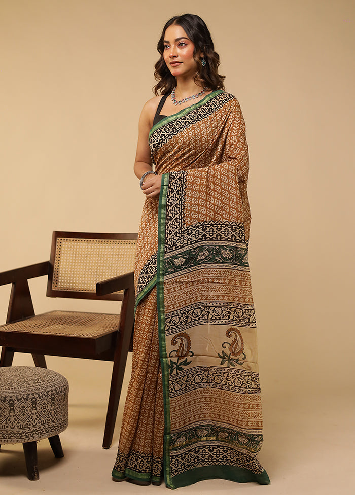 Yellow Chanderi Silk Saree With Blouse Piece