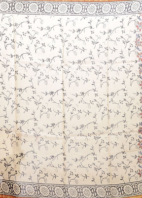 Cream Chanderi Silk Saree With Blouse Piece