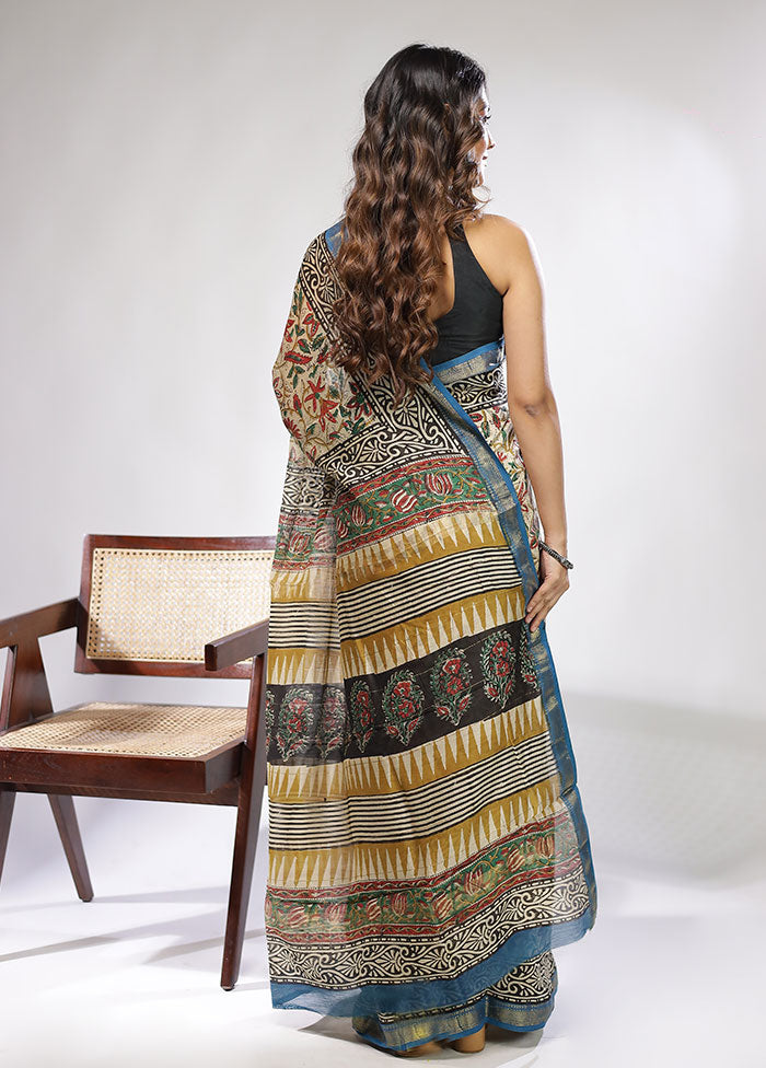 Cream Chanderi Silk Saree With Blouse Piece