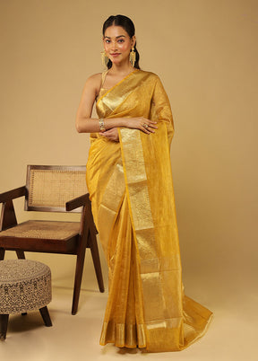 Yellow Tissue Silk Saree With Blouse Piece