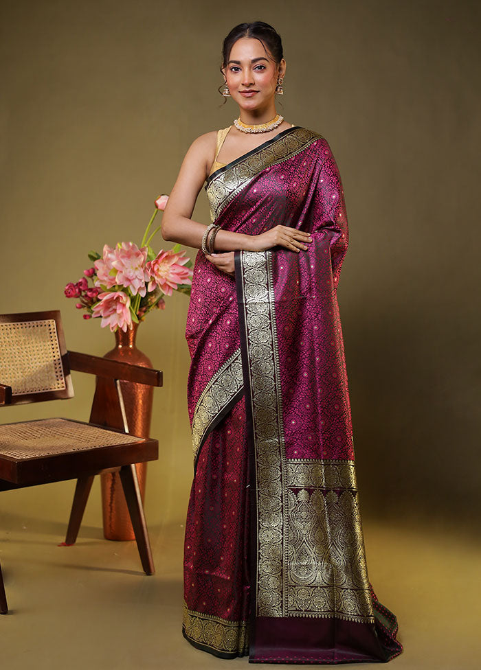Purple Tanchoi Silk Saree With Blouse Piece