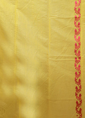 Yellow Jamdani Cotton Saree Without Blouse Piece
