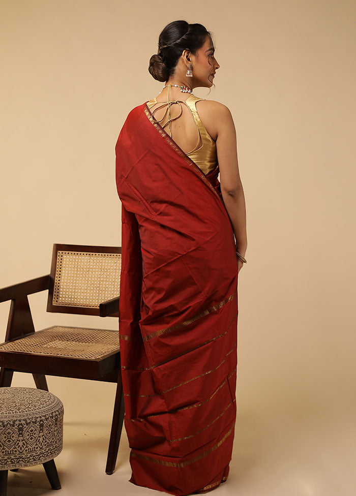 Maroon Kanjivaram Silk Saree With Blouse Piece