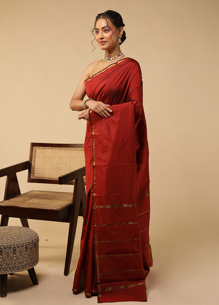 Maroon Kanjivaram Silk Saree With Blouse Piece