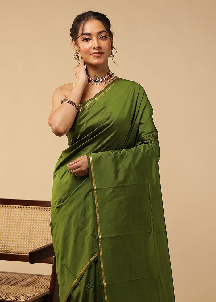 Green Kanjivaram Silk Saree With Blouse Piece