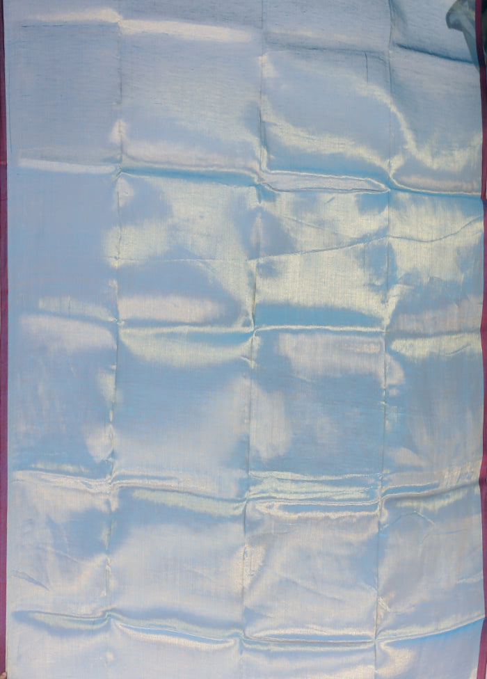 Blue Tissue Silk Saree With Blouse Piece
