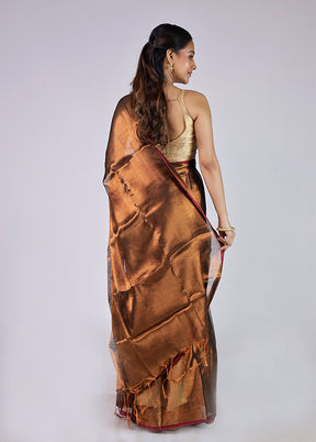 Brown Tissue Silk Saree With Blouse Piece