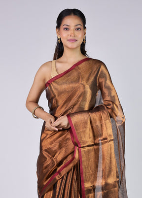 Brown Tissue Silk Saree With Blouse Piece