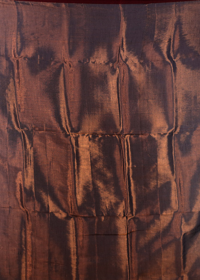 Brown Tissue Silk Saree With Blouse Piece