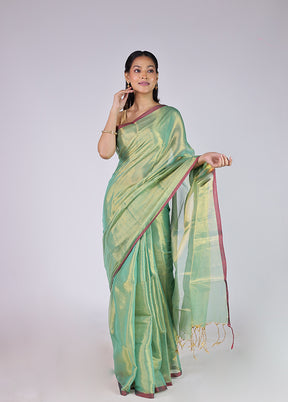 Green Tissue Silk Saree With Blouse Piece
