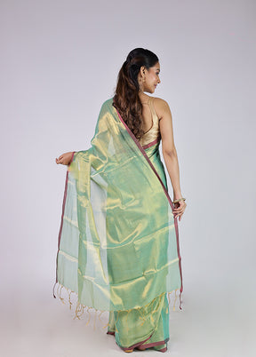 Green Tissue Silk Saree With Blouse Piece