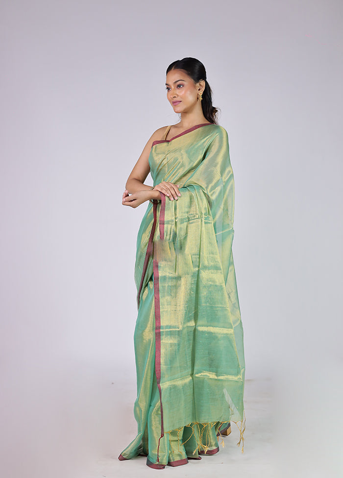 Green Tissue Silk Saree With Blouse Piece