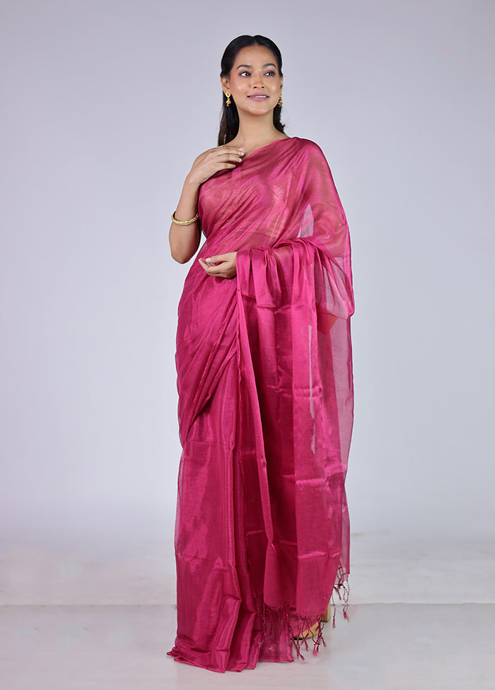 Pink Tissue Silk Saree With Blouse Piece