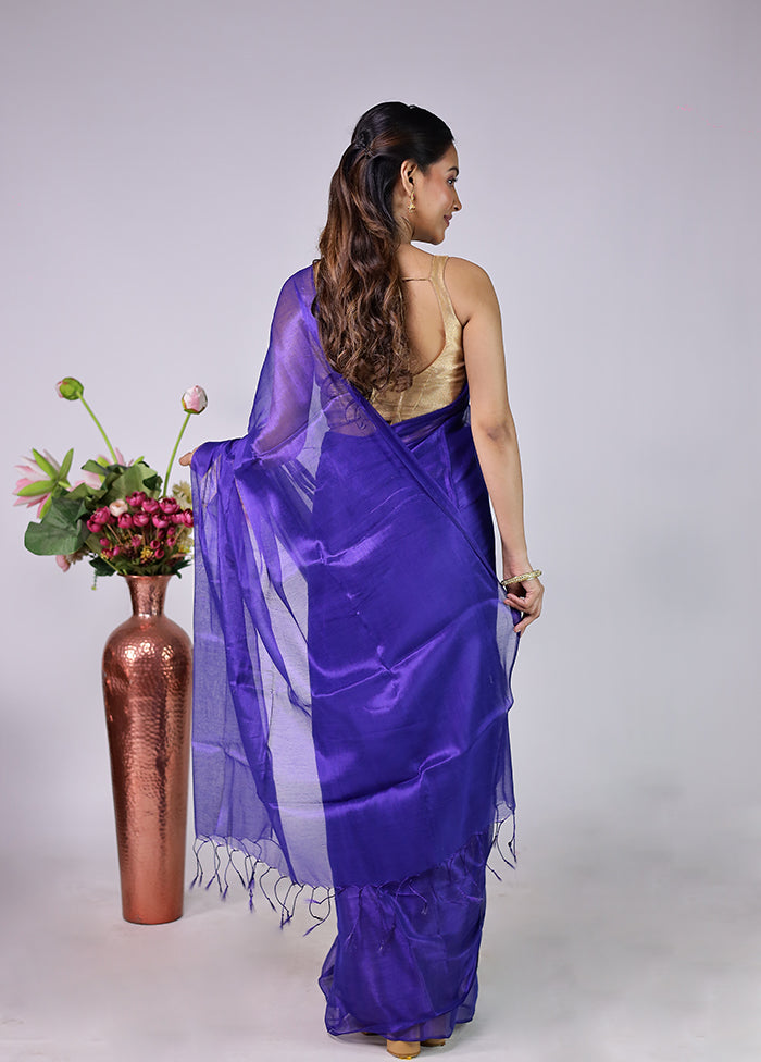 Blue Tissue Silk Saree With Blouse Piece