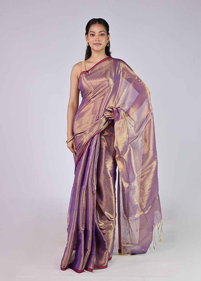 Purple Tissue Silk Saree With Blouse Piece
