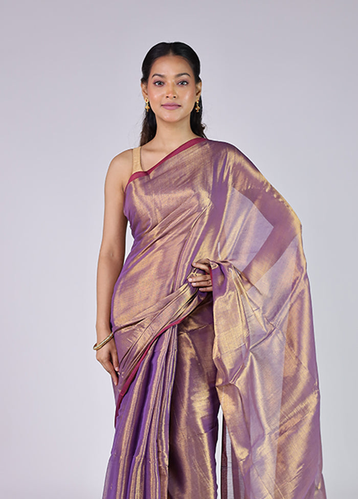 Purple Tissue Silk Saree With Blouse Piece