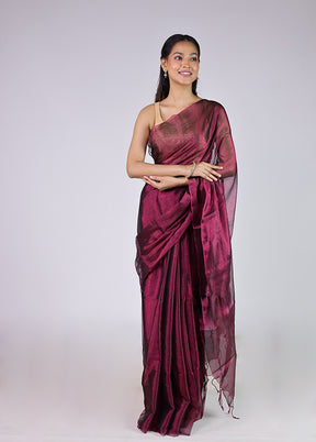 Purple Tissue Silk Saree With Blouse Piece