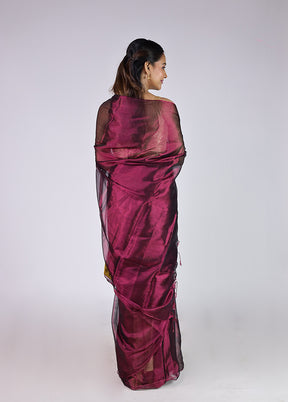 Purple Tissue Silk Saree With Blouse Piece